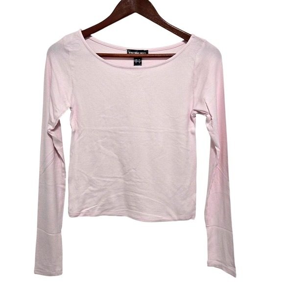 Streetwear Society Pink Ribbed Long Sleeve Crop Top Shirt Women's - Size XS - Picture 2 of 6